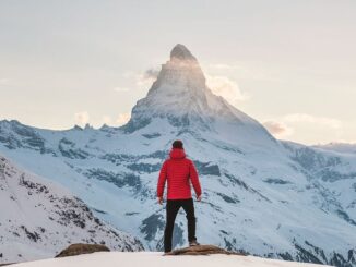 New York Stock Exchange with banner flagging ProShares Bitcoin Strategy ETF on the day it started trading.