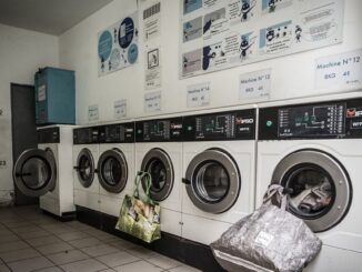 New York Stock Exchange with banner flagging ProShares Bitcoin Strategy ETF on the day it started trading.