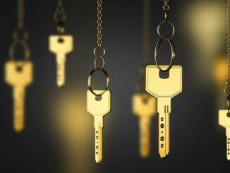 New York Stock Exchange with banner flagging ProShares Bitcoin Strategy ETF on the day it started trading.