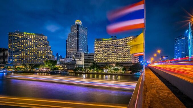 New York Stock Exchange with banner flagging ProShares Bitcoin Strategy ETF on the day it started trading.