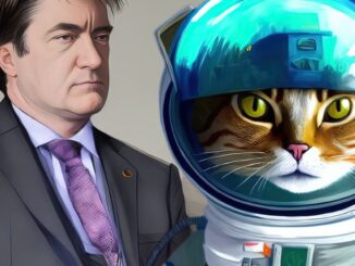 New York Stock Exchange with banner flagging ProShares Bitcoin Strategy ETF on the day it started trading.